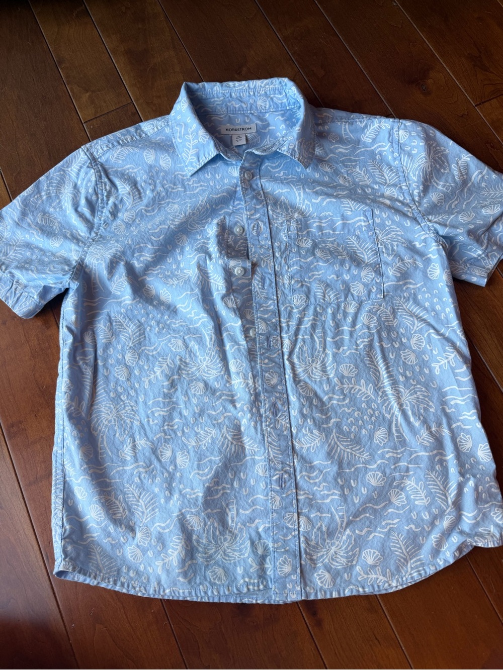 Nordstrom Light Blue Floral Short-Sleeve Boy’s Shirt